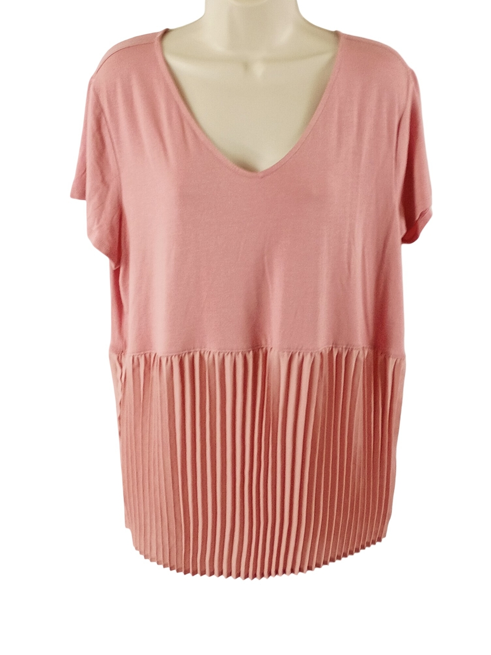 Maurices Pastel Pink V-Neck Pleated Hem Tunic